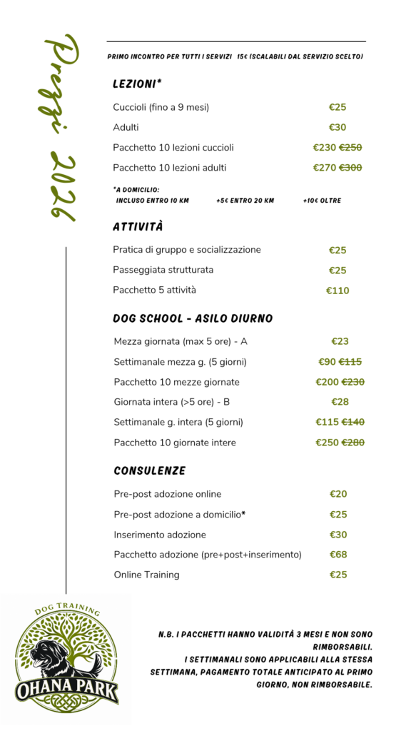 Listino Prezzi Ohana Park
